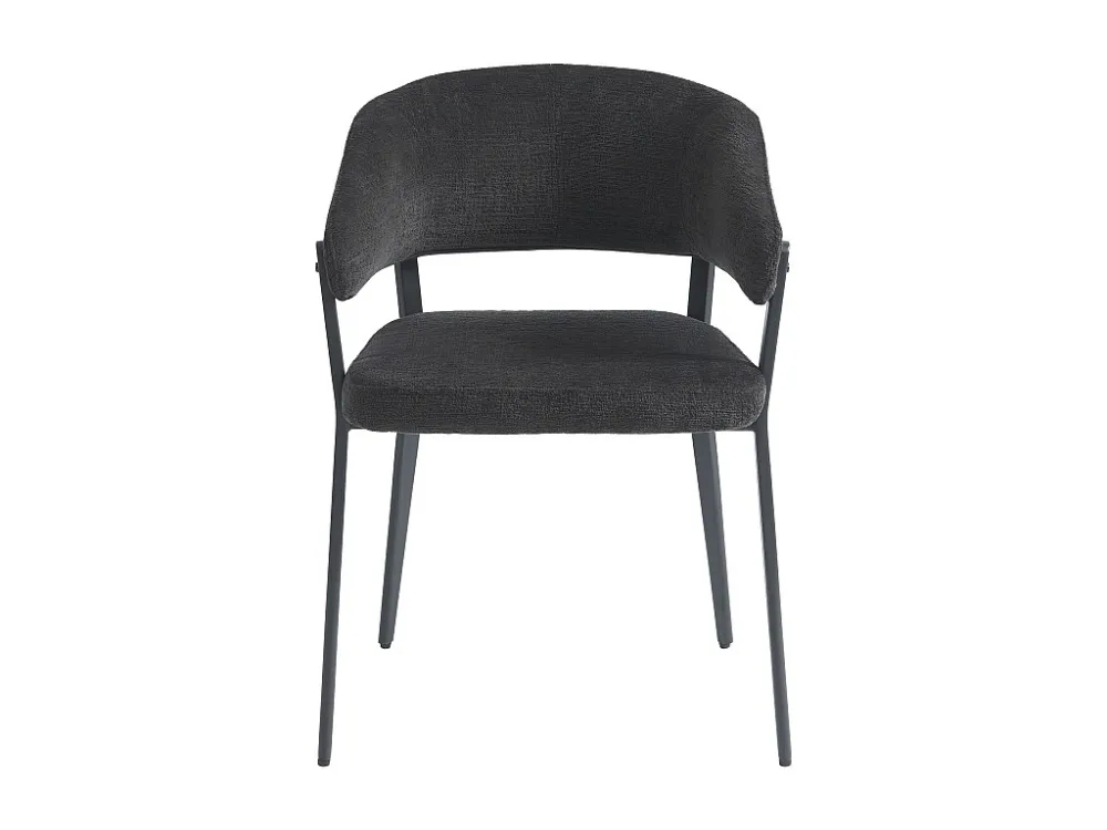 Set van 6 stoelen met armleuningen van stof en metaal - Zwart - AVRELA