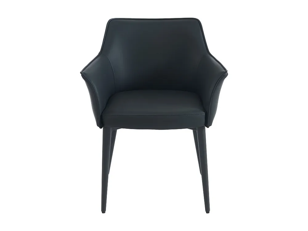 Set van 6 stoelen met armleuningen van kunstleer en metaal - Zwart - MIALOV