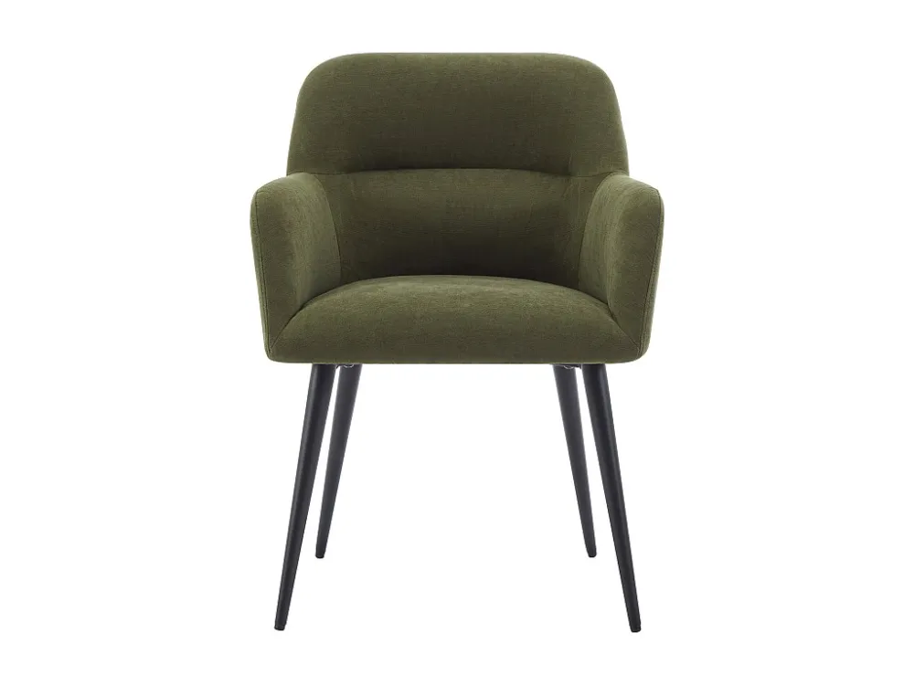 Set van 6 stoelen met armleuningen van stof en zwart metaal - Groen - HEKA