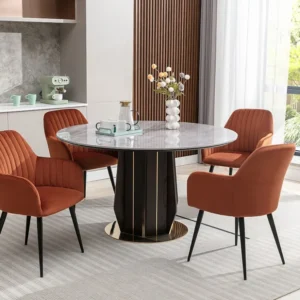 Set van 2 stoelen met armleuningen van velours en zwart metaal - Terracotta - ELEANA