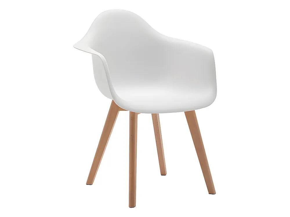 Set van 6 stoelen met armleuningen VIXI - polypropyleen en beuk - Wit - Koop nu online