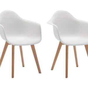Set van 2 stoelen met armleuningen VIXI - polypropyleen en beuk - Wit - Koop nu online