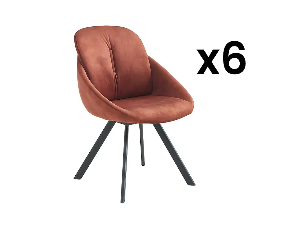 Set van 6 stoelen met fluweel en metalen armleuningen - Terracotta - BUSSELTON - Koop nu