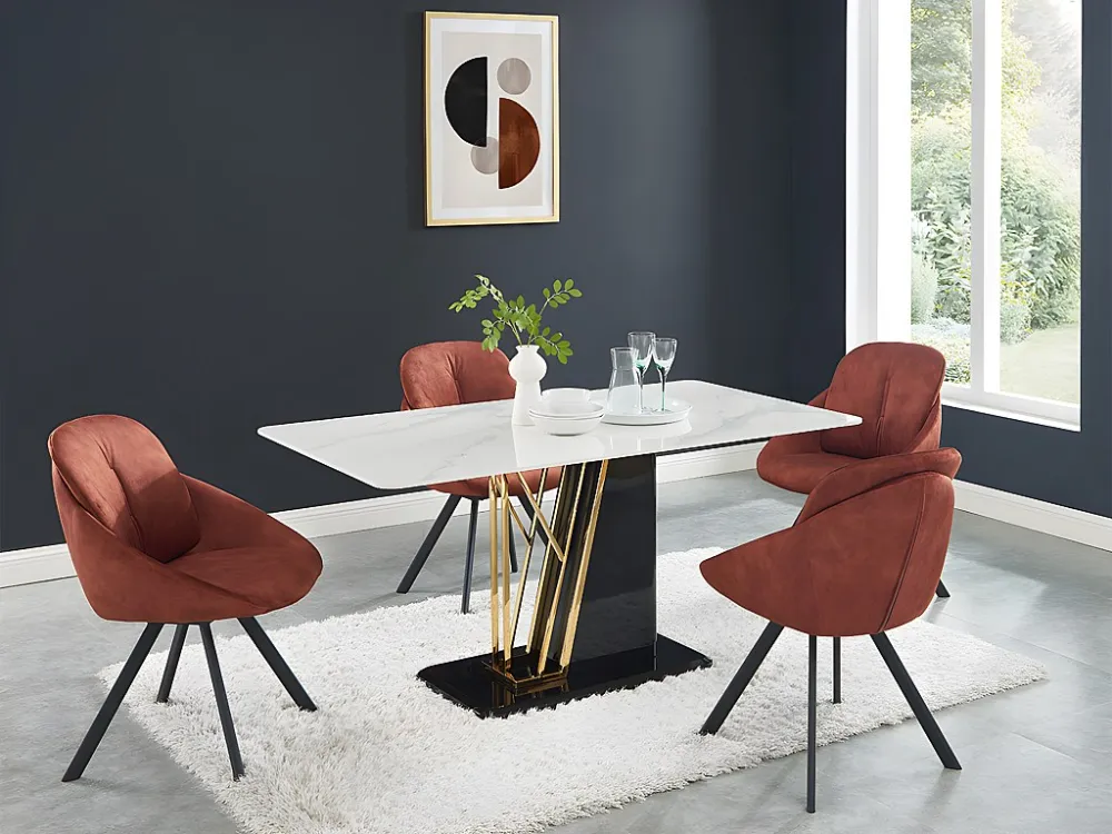 Set van 6 stoelen met fluweel en metalen armleuningen - Terracotta - BUSSELTON - Koop nu