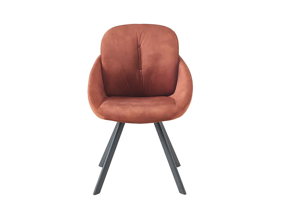 Set van 6 stoelen met fluweel en metalen armleuningen - Terracotta - BUSSELTON - Koop nu