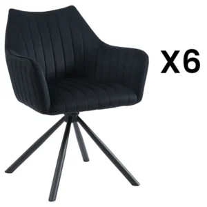 Set van 6 stoelen met fluweel en metalen armleuningen - Zwart - Pascal MORABITO - Koop nu