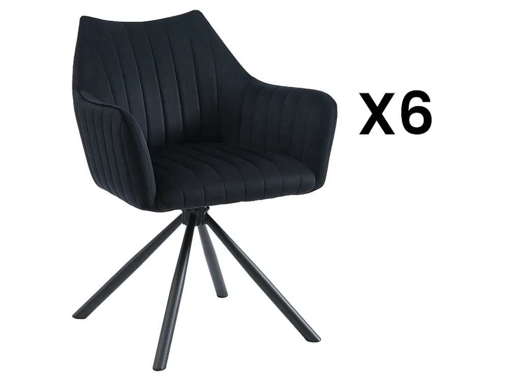 Set van 6 stoelen met fluweel en metalen armleuningen - Zwart - Pascal MORABITO - Koop nu