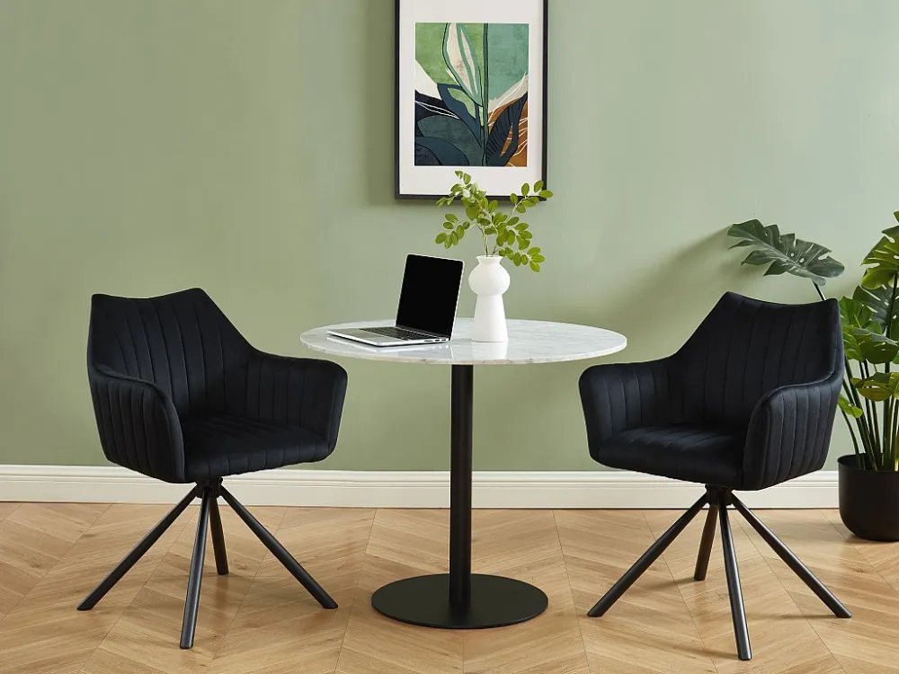 Set van 6 stoelen met fluweel en metalen armleuningen - Zwart - Pascal MORABITO - Koop nu