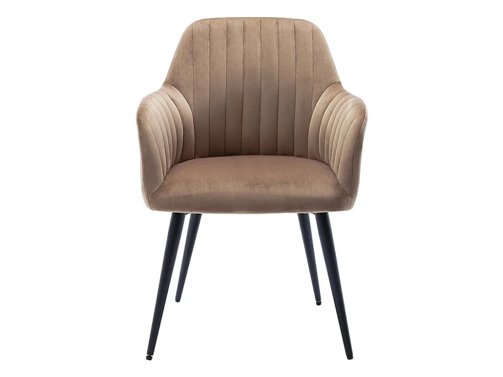 Set van 6 stoelen met fluweel en zwarte metalen leuningen - Beige - ELEANA