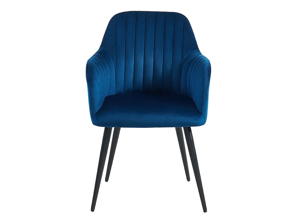 Set van 6 stoelen met fluweel en zwarte metalen leuningen - Blauw - ELEANA