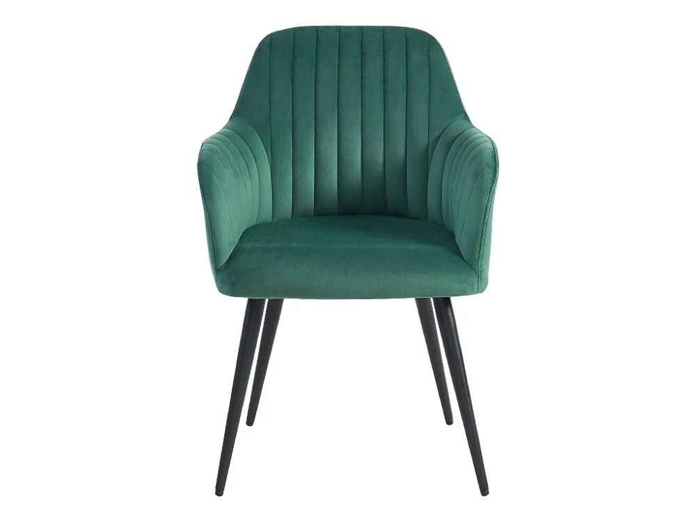 Set van 6 stoelen met fluweel en zwarte metalen leuningen - Groen - ELEANA