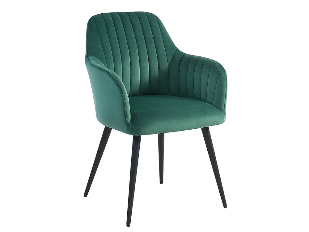 Set van 6 stoelen met fluweel en zwarte metalen leuningen - Groen - ELEANA