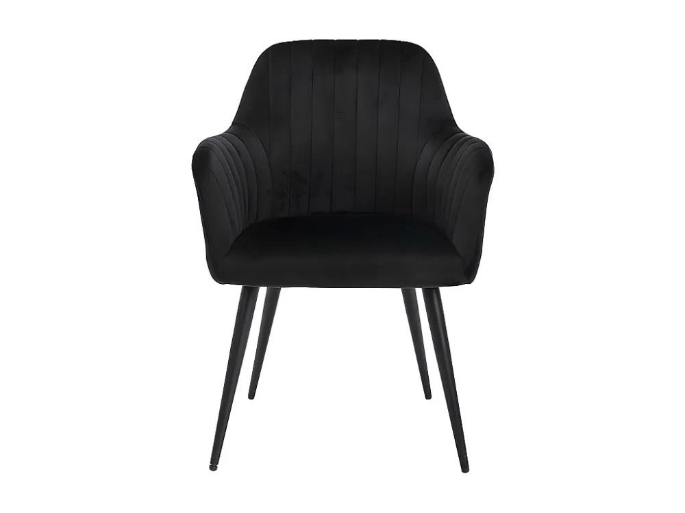 Set van 2 stoelen met fluweel en zwarte metalen leuningen - Zwart - ELEANA