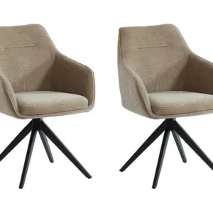 Set van 2 stoelen MUSE - Met armleuningen - Stof - Beige