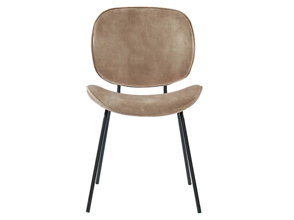Set van 6 stoelen SABINE - Fluweeleffect en metaal - Beige