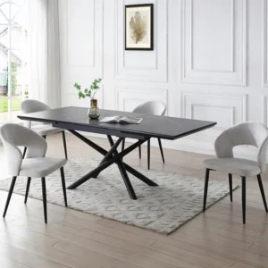 Set van 2 stoelen stof en zwart metaal - Grijs - NIYAMA