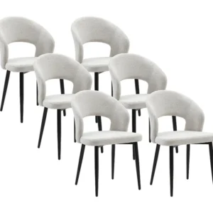 Set van 6 stoelen stof en zwart metaal - Grijs - NIYAMA