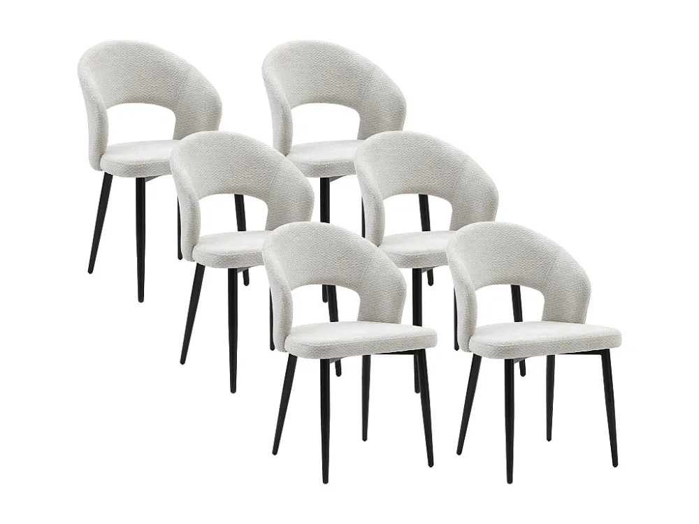 Set van 6 stoelen stof en zwart metaal - Grijs - NIYAMA
