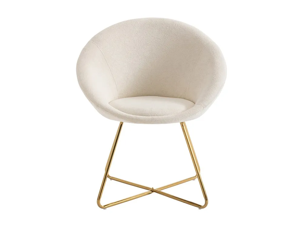 Set van 2 stoelen van boucléstof en goudkleurig metaal - Wit - BURBAN