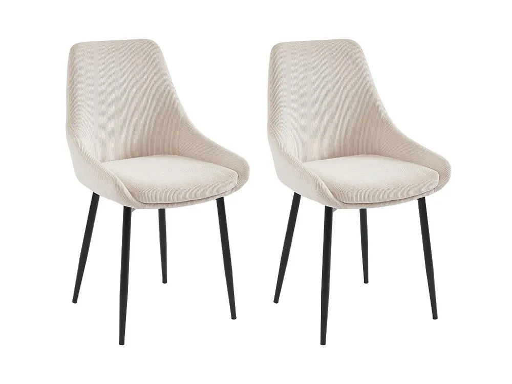 Set van 2 stoelen van ribfluweel en metaal - Crèmewit - MASURIE