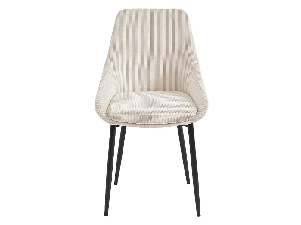 Set van 6 stoelen van ribfluweel en metaal - Crèmewit - MASURIE