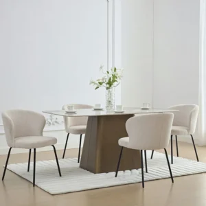 Set van 6 stoelen van ribfluweel en zwart metaal - Crèmewit - RELIOZA