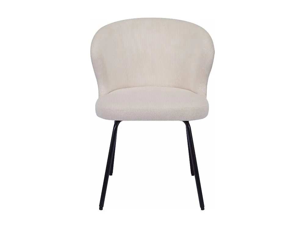Set van 6 stoelen van ribfluweel en zwart metaal - Crèmewit - RELIOZA