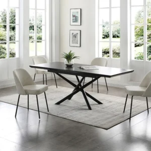 Set van 2 stoelen van ribfluweel en zwart metaal - Crèmewit - ALPALI