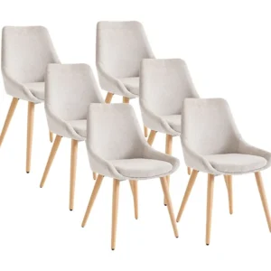 Set van 6 stoelen van stof en beuken - Beige - MASURIE