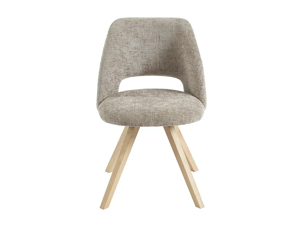 Set van 6 stoelen van stof en heveahout - Taupegrijs - VESIANI