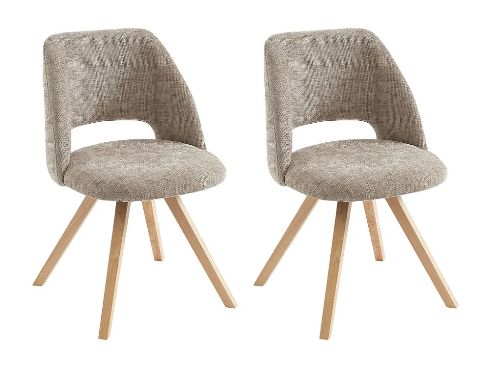 Set van 2 stoelen van stof en heveahout - Taupegrijs - VESIANI