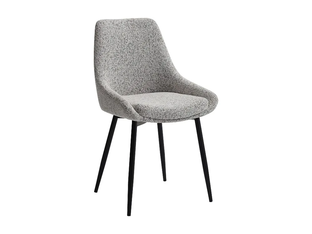 Set van 6 stoelen van tweedstof en zwart metaal - Crèmewit - MASURIE