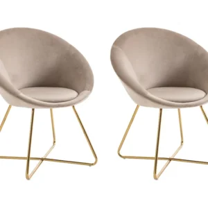 Set van 2 stoelen van velours en goudkleurig metaal - Beige - BURBAN