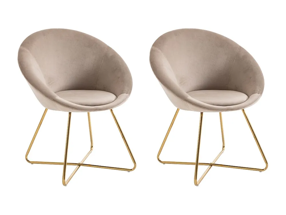 Set van 2 stoelen van velours en goudkleurig metaal - Beige - BURBAN