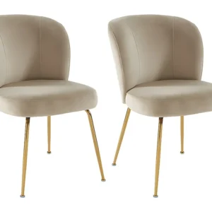 Set van 2 stoelen van velours en goudkleurig metaal - Beige - POLPONA van Pascal MORABITO