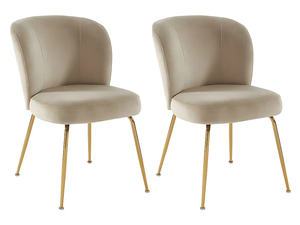 Set van 2 stoelen van velours en goudkleurig metaal - Beige - POLPONA van Pascal MORABITO