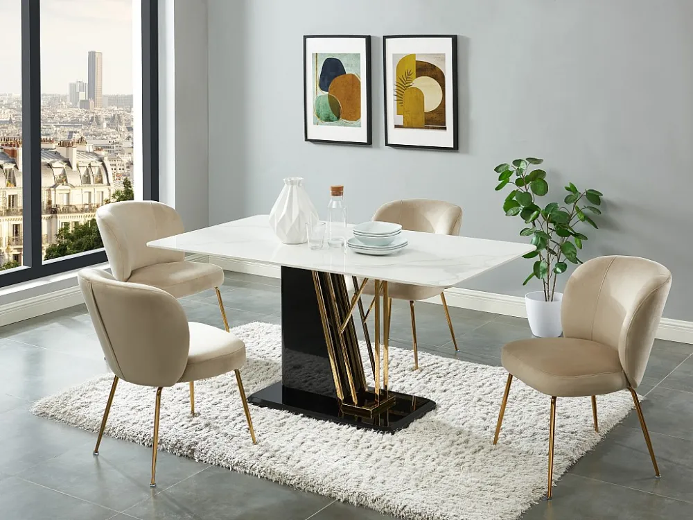 Set van 2 stoelen van velours en goudkleurig metaal - Beige - POLPONA van Pascal MORABITO