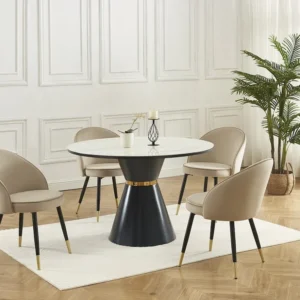 Set van 6 stoelen van velours en metaal - Beige - MAYLINA