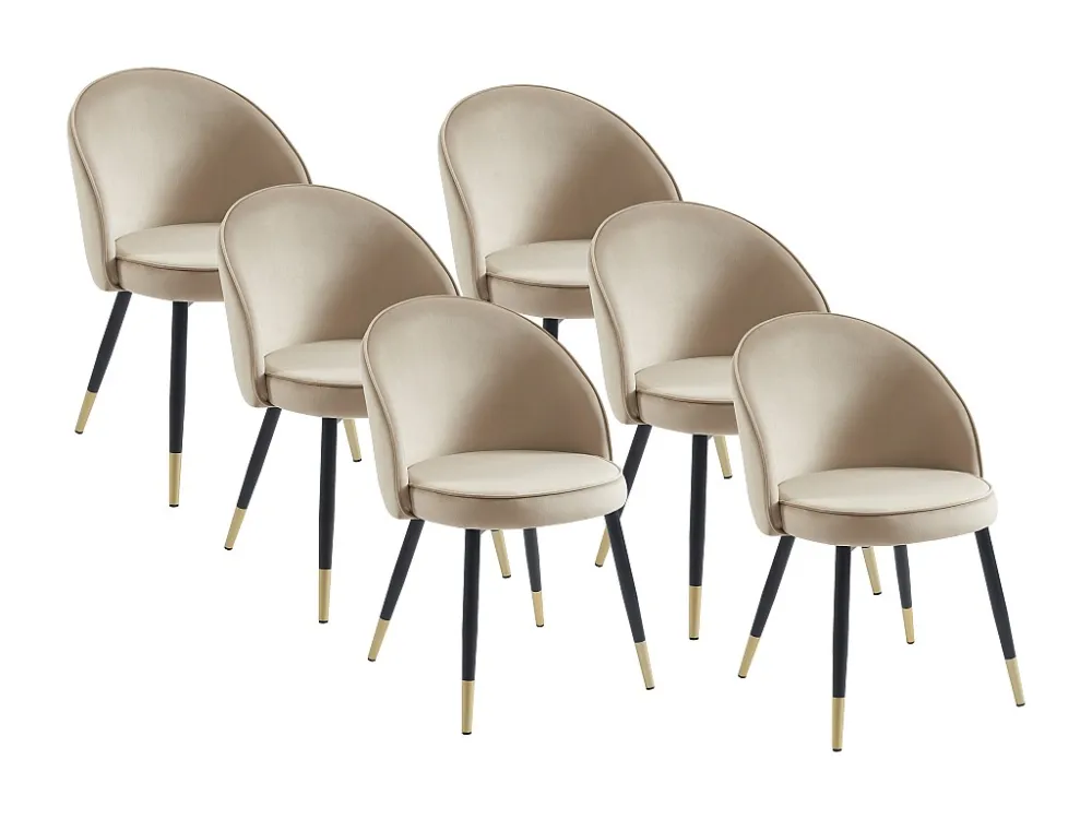 Set van 6 stoelen van velours en metaal - Beige - MAYLINA