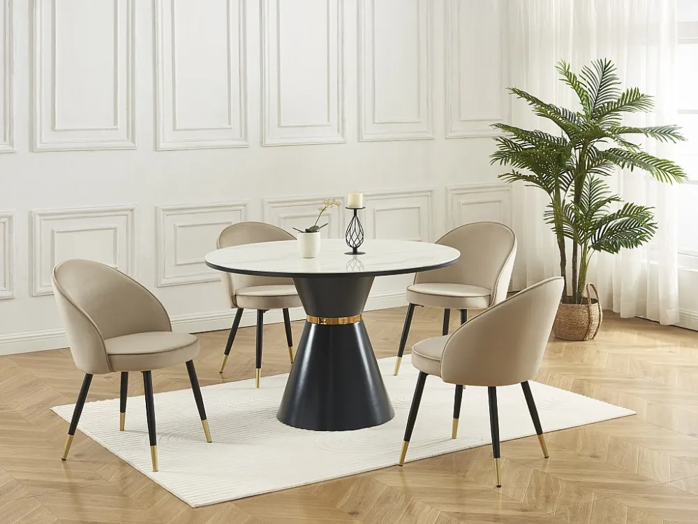 Set van 2 stoelen van velours en metaal - Beige - MAYLINA