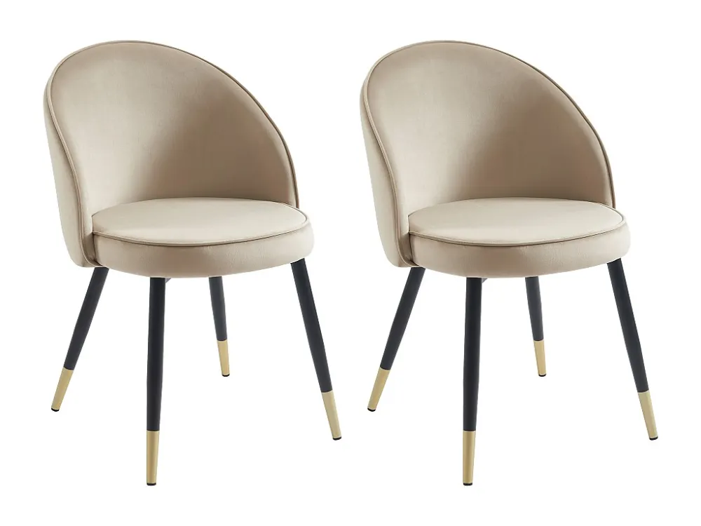 Set van 2 stoelen van velours en metaal - Beige - MAYLINA