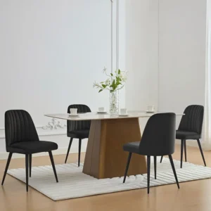 Set van 2 stoelen van velours en metaal - Zwart - ELEANA