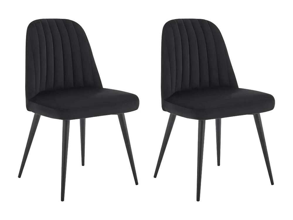 Set van 2 stoelen van velours en metaal - Zwart - ELEANA