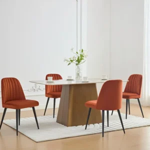 Set van 6 stoelen van velours en zwart metaal - Terracotta - ELEANA