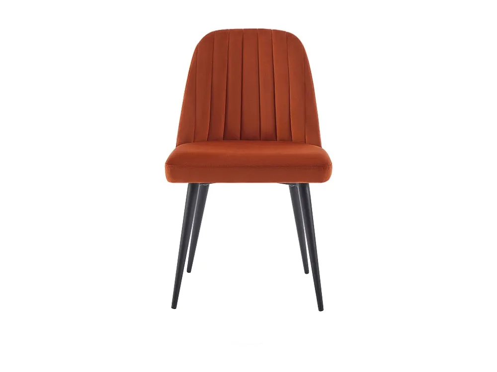 Set van 6 stoelen van velours en zwart metaal - Terracotta - ELEANA