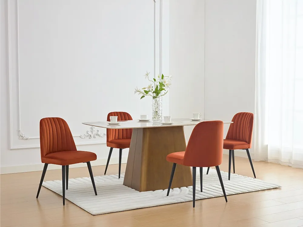 Set van 2 stoelen van velours en zwart metaal - Terracotta - ELEANA