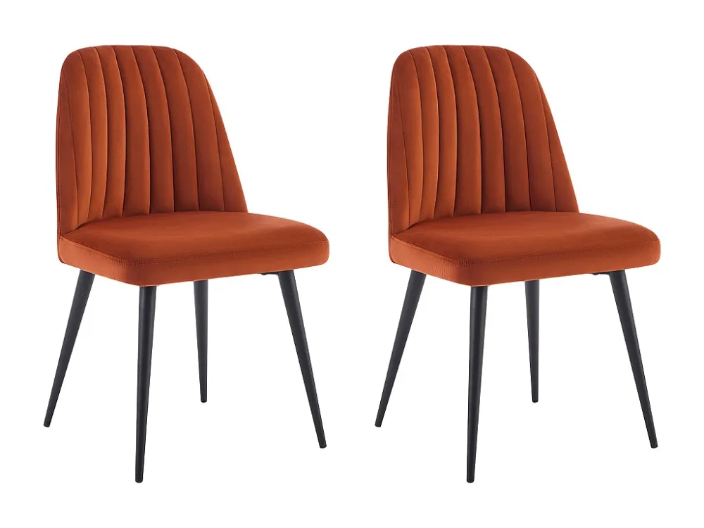 Set van 2 stoelen van velours en zwart metaal - Terracotta - ELEANA