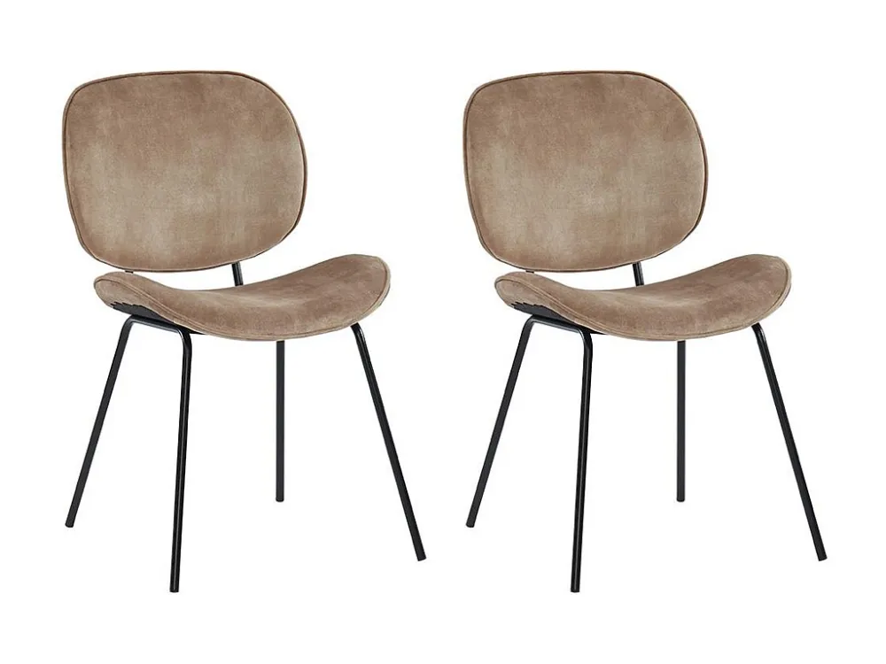 Set van twee stoelen SABINE - Fluweeleffect en metaal - Beige