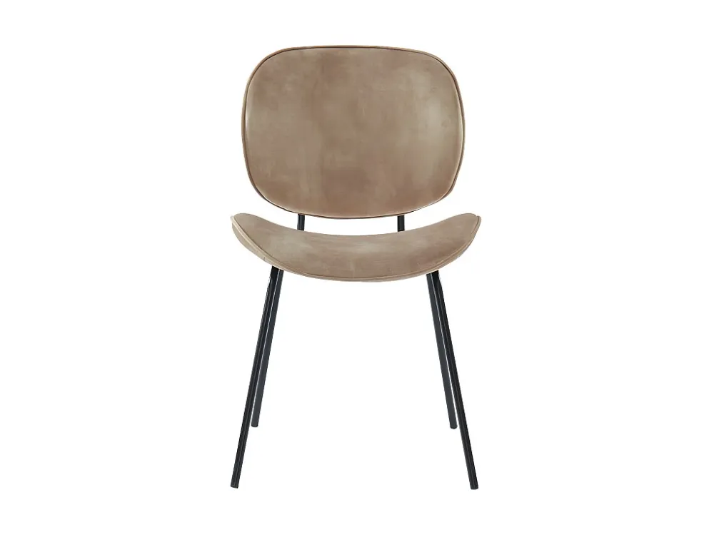 Set van twee stoelen SABINE - Fluweeleffect en metaal - Beige