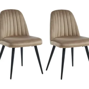 Set van 2 vintage stoelen met armleuningen van fluweel en zwart metaal ELEANA - Beige